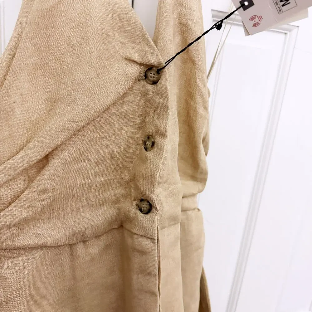 Zara Linen Halter Jumpsuit (Size Medium)